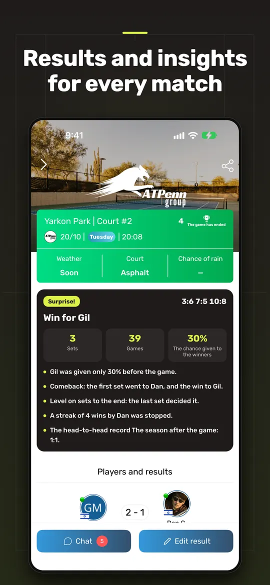 Match result and insights